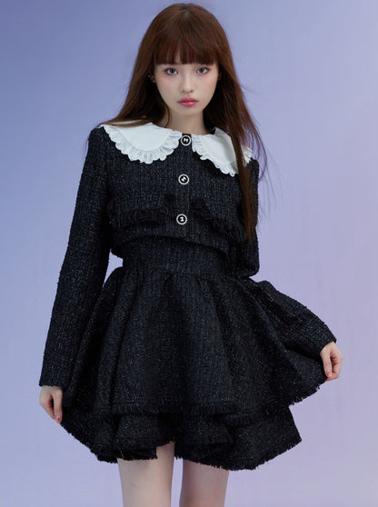 Doll Tweed Jacket + Strap Dress