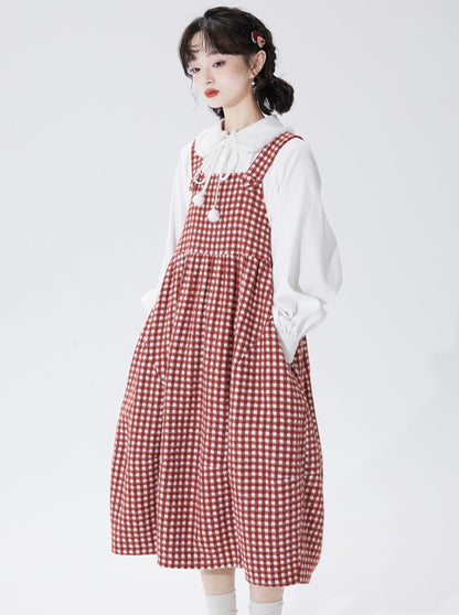 Red Check Mid Length Sass Dress