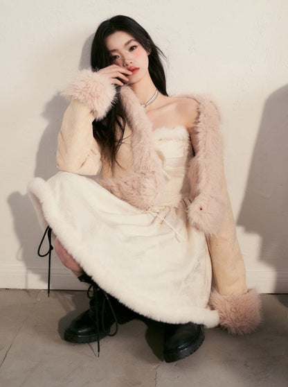 Sweet Soft Suede Fur Short Coat