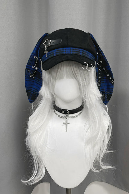 Plaid Bunny Ear Punk Subculture Hat