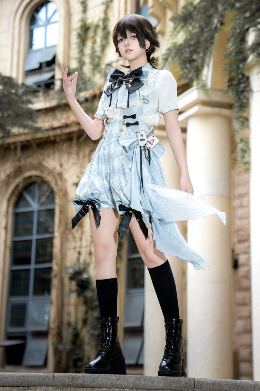 【予約商品】アリス皇子ロリータシャツ+ショートパンツ+ベルト