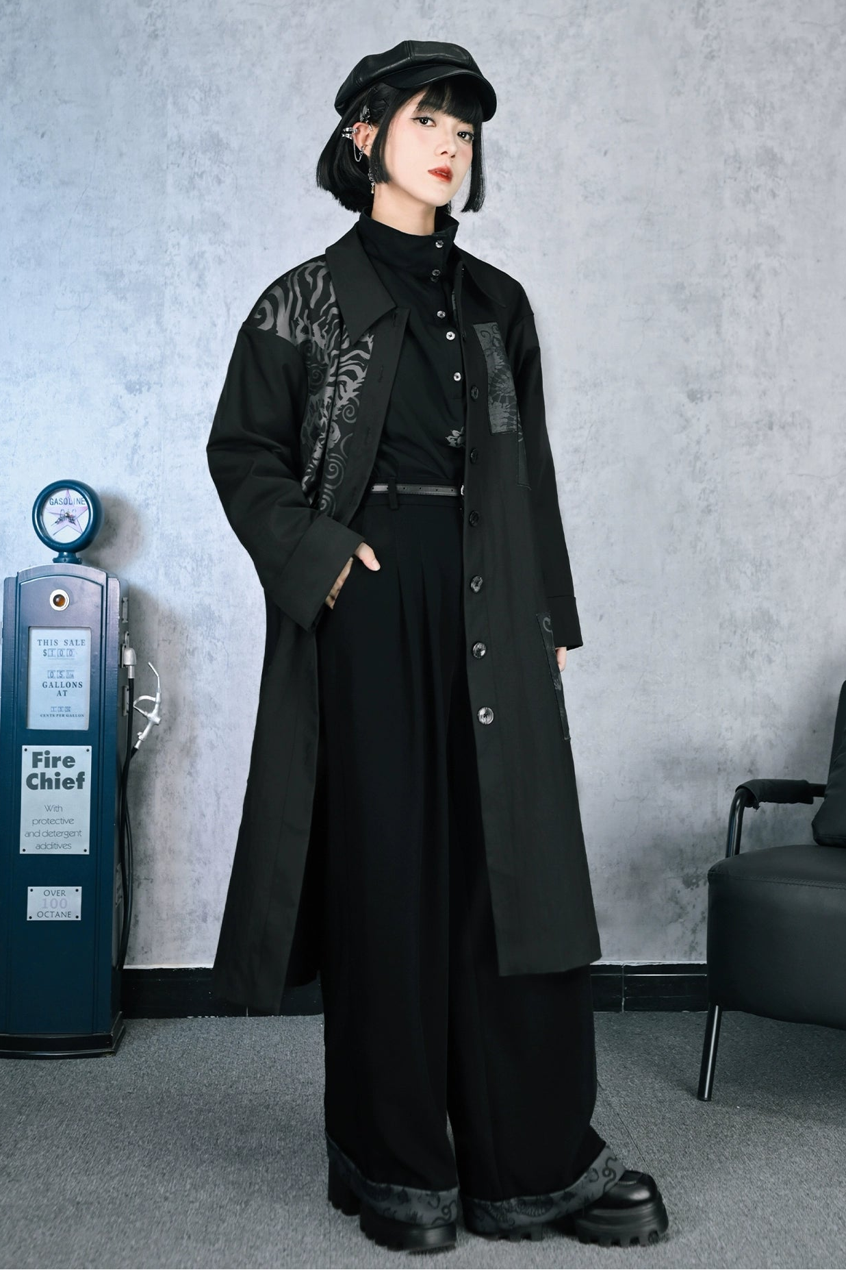 Trend Button Streamer Black Casual Pants