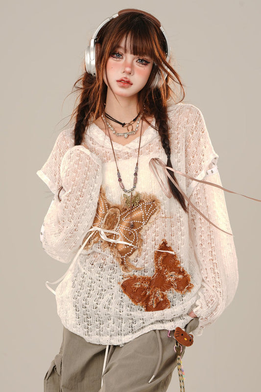 ルーズスリムバタフライニットトップ