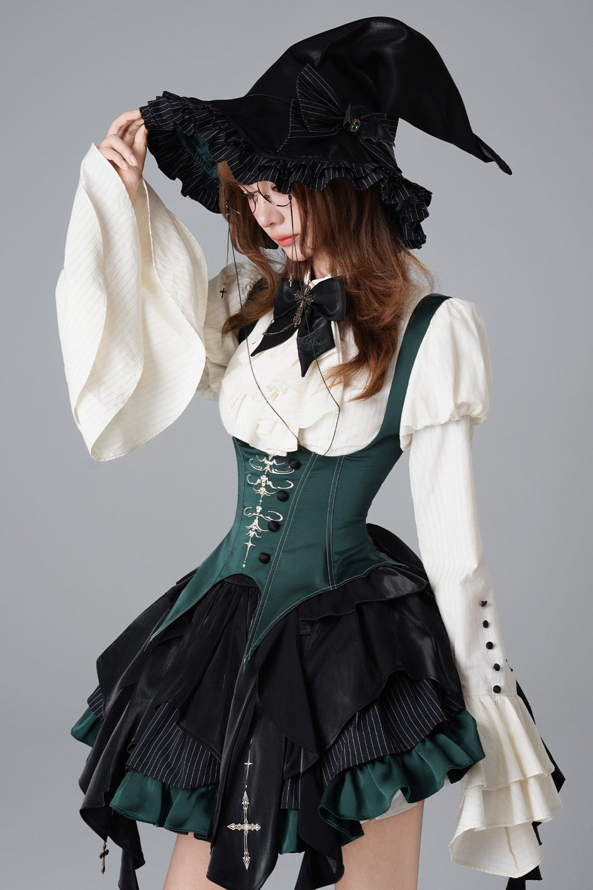 【12月3日予約締切】inverted spell contract ダークゴシックウィッチドレスフルセット＋シャツ＋ベスト＋スカート