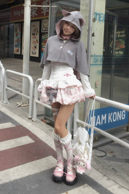 Pink Cat Ear Poncho Coat