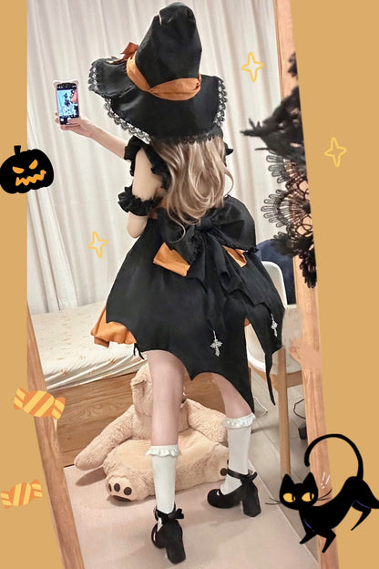 [Reservation deadline on October 5] Little Witch Halloween Bud Dress Set + Witch Hat