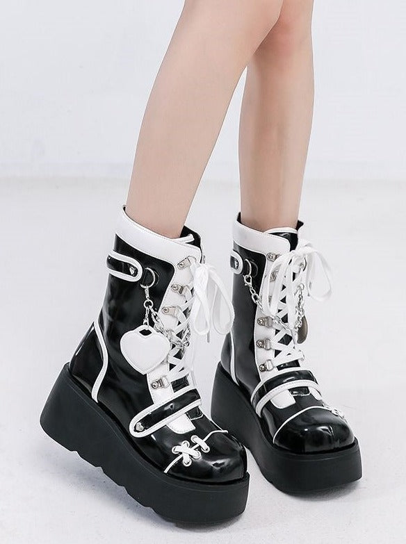 サブカルチャーミッドカーフハーフブーツ