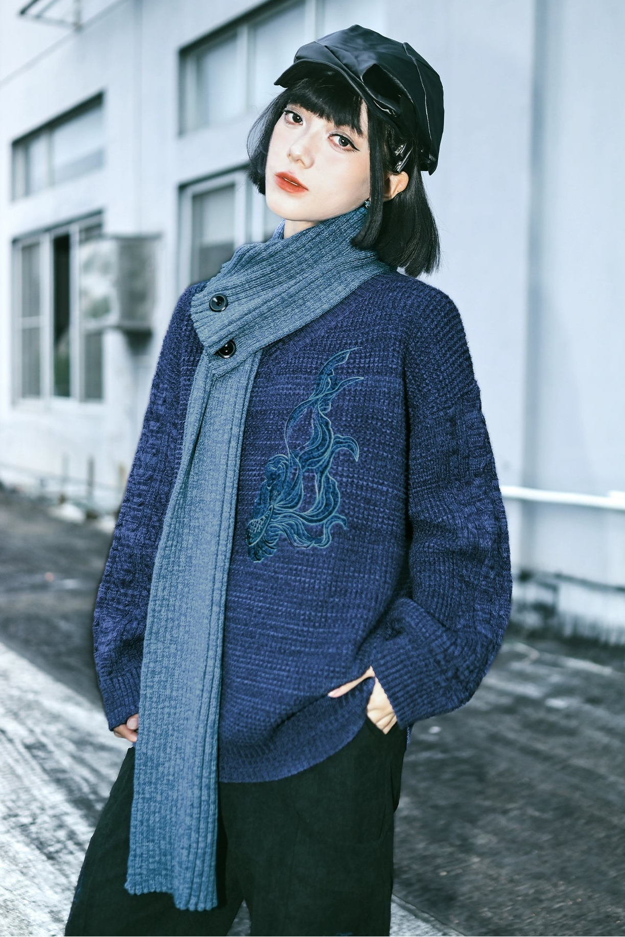 モードルーズデザインニット