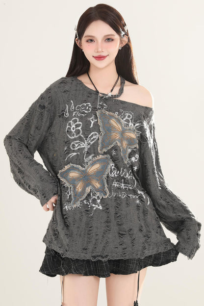 Embroidery Off-Shoulder Smock Top