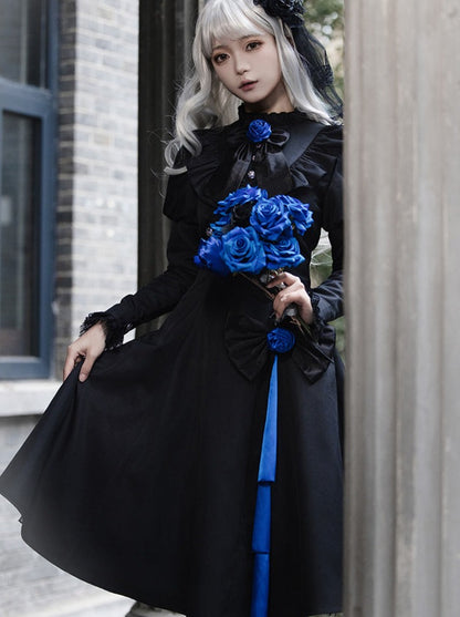 Gothic Frilly Slit Ruffle Big Dress + Cloak