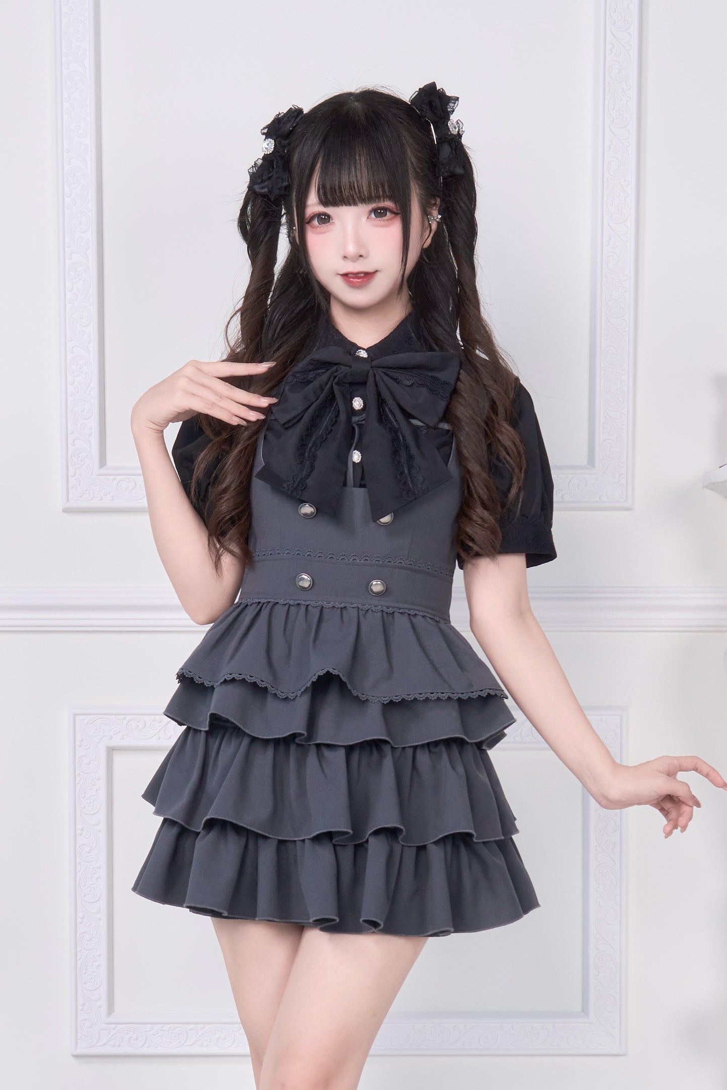 【予約商品】レースリボンシャツ＋サスドレス2WAYスイート&スパイシー