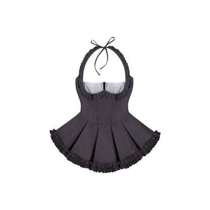 Bubble Sleeve Shirt + High Waist Strap Skirt