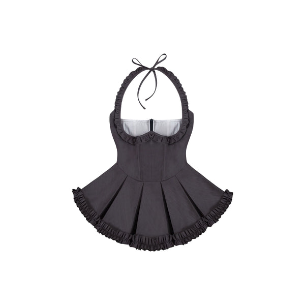 Bubble Sleeve Shirt + High Waist Strap Skirt