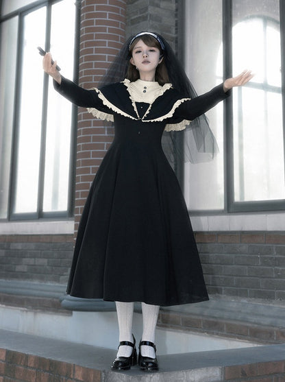 Faux Two Piece Gothic Lolita Dress