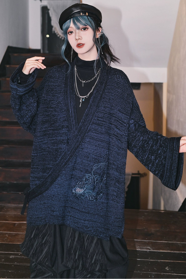 ダークフィンエンブロイダーカーディガン