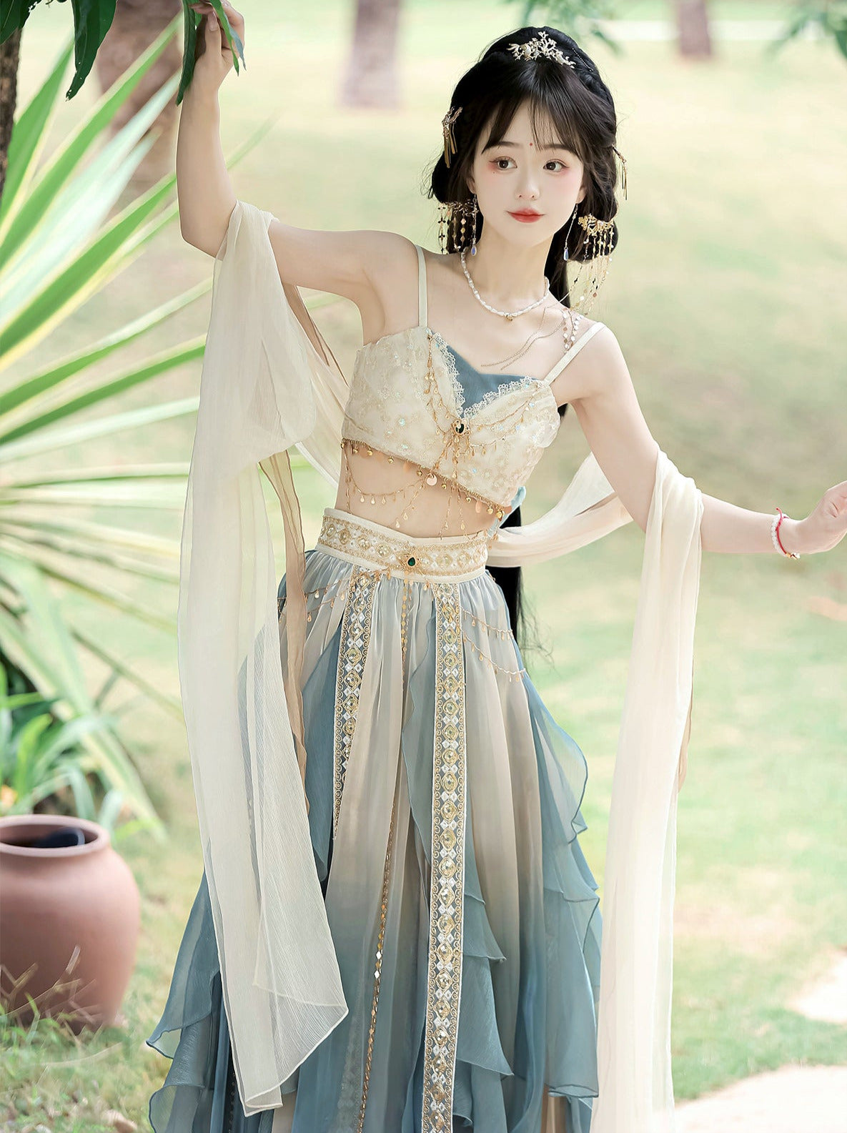 Arabian Night China Exotic Top Skirt Veil Set