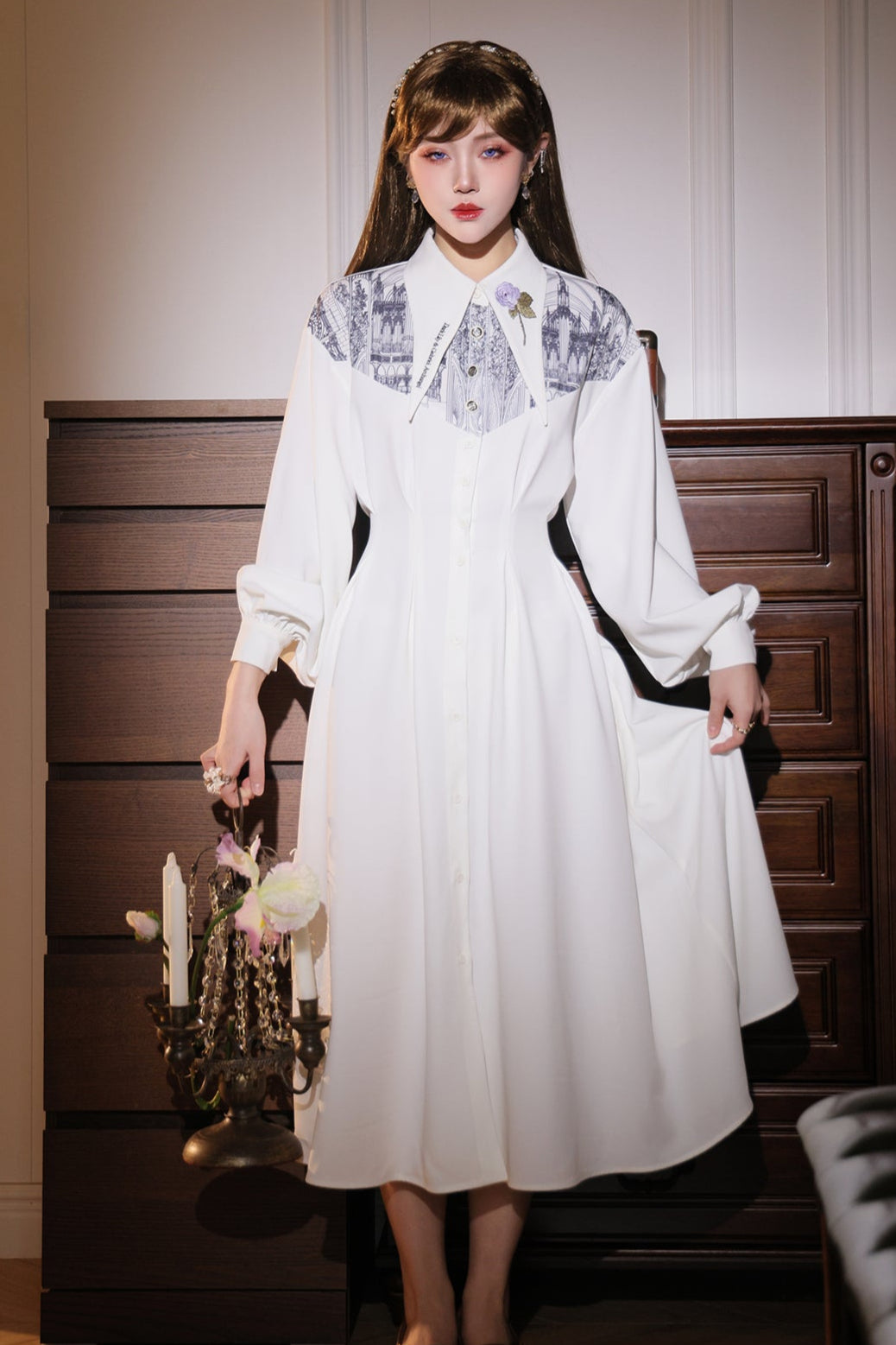 French Elegant Long Shirt Dress