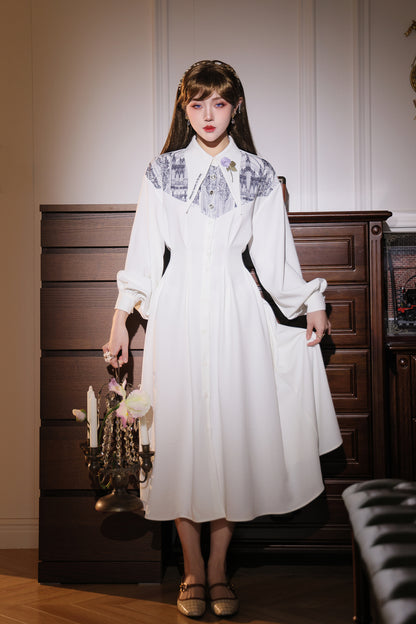 French Elegant Long Shirt Dress