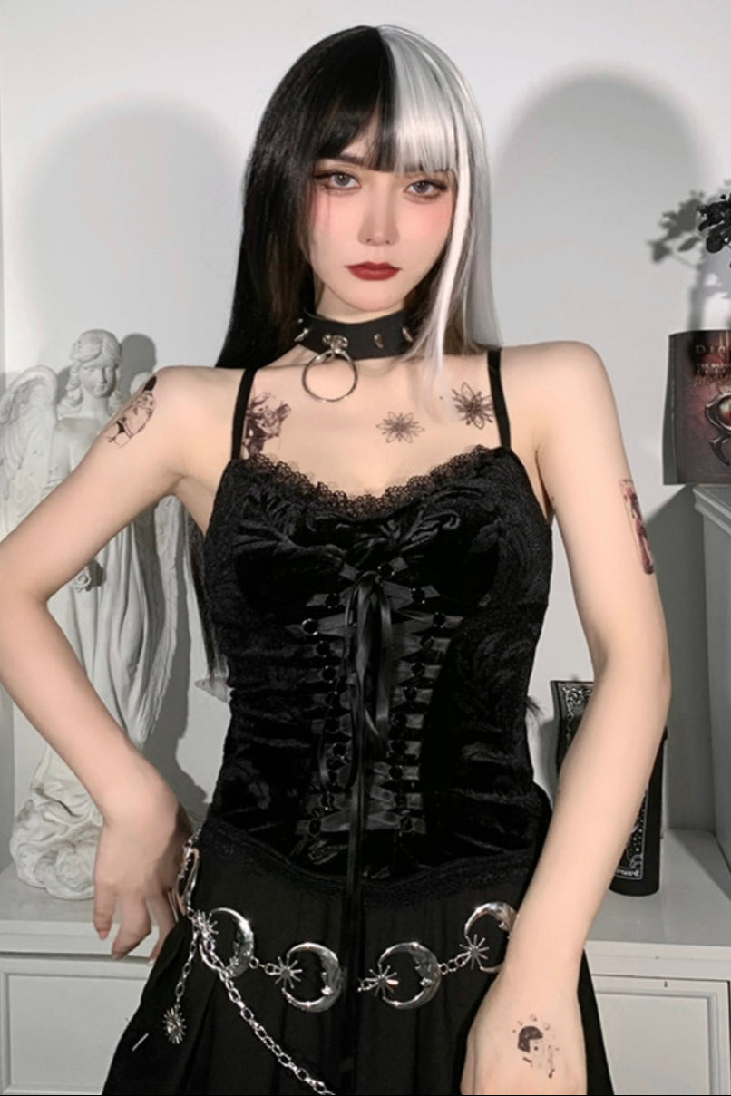 レースコルセットキャミトップス