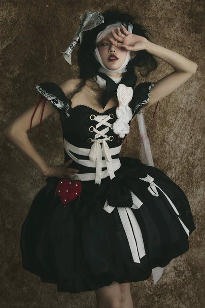 【9月3日予約締切】Gothic Fantasy Ribbon Choker with Playing Card and Bead Motif