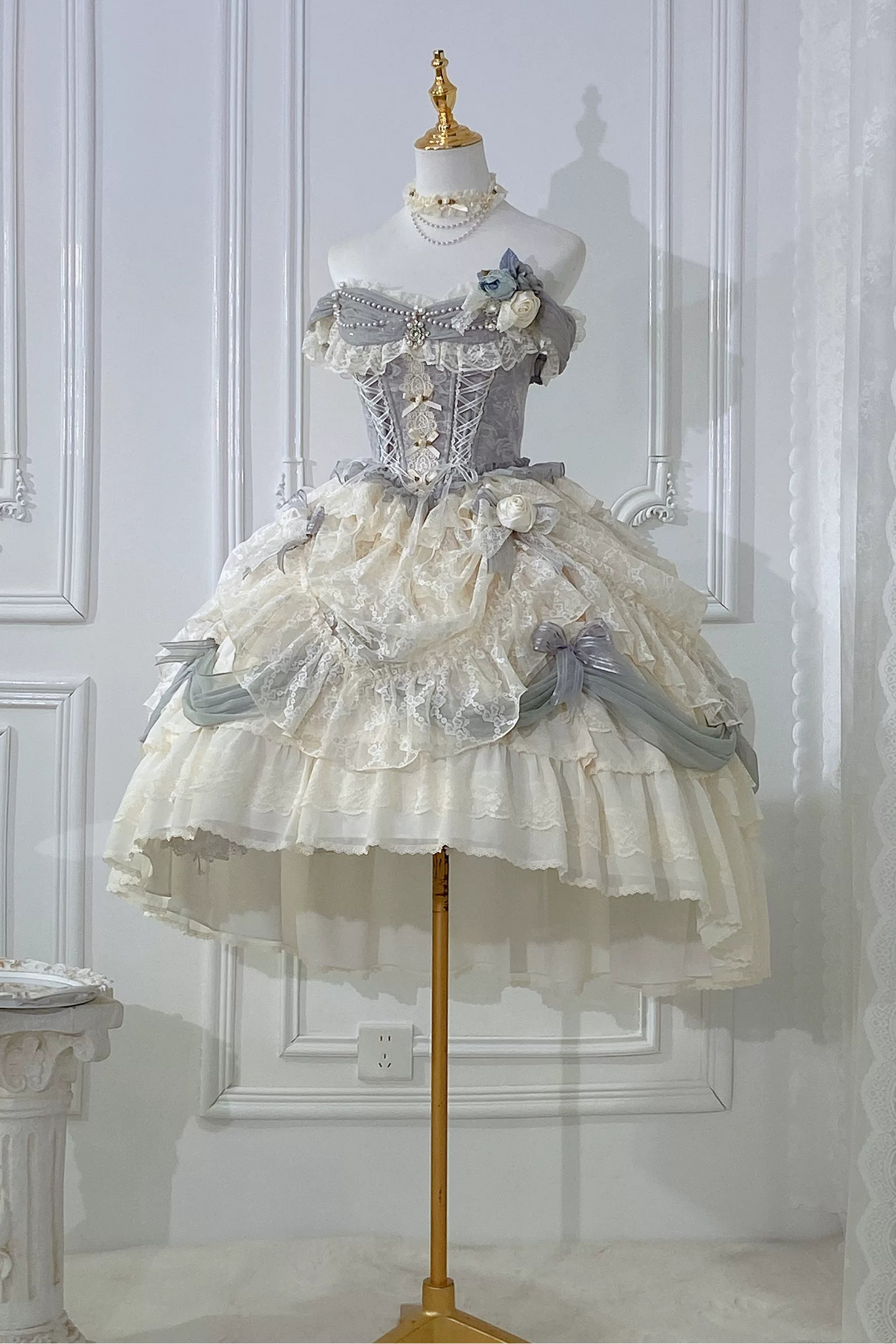 [Pre-order Deadline: June 14] Mist Blue Moonlight Elegant Princess Lolita Corset Pull-Up Dress
