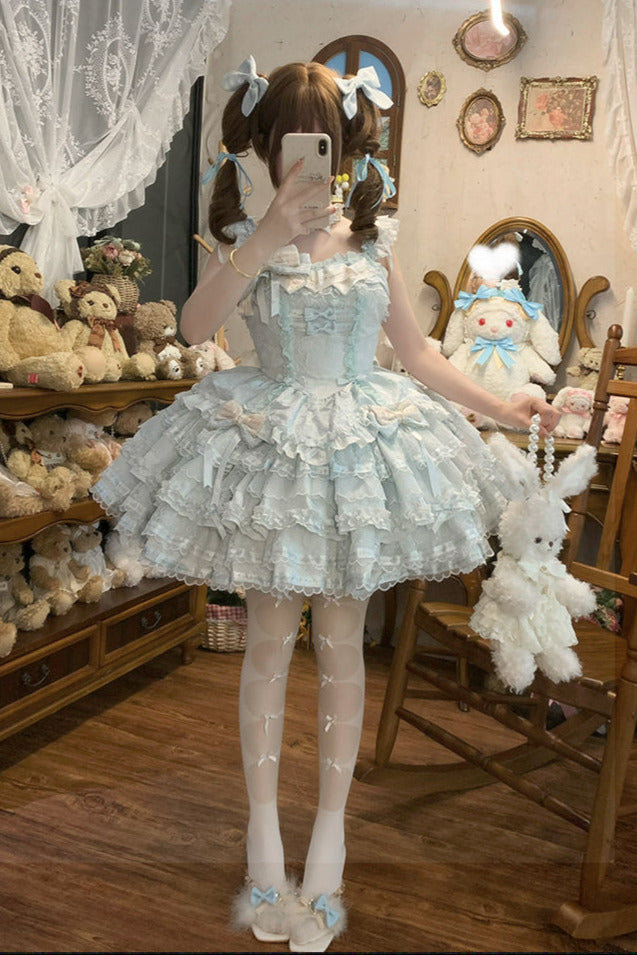 Tricolor dark gothic ribbon dress + accessories