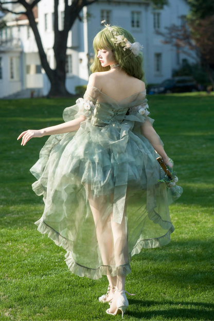 [Order Deadline: April 5] Green Fairy Wizard Floral Lolita Dress + Full Set + Accessories