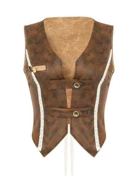 Retro Lace Suede Vest