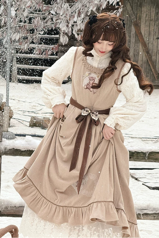 Antique Lace Corduroy Dress