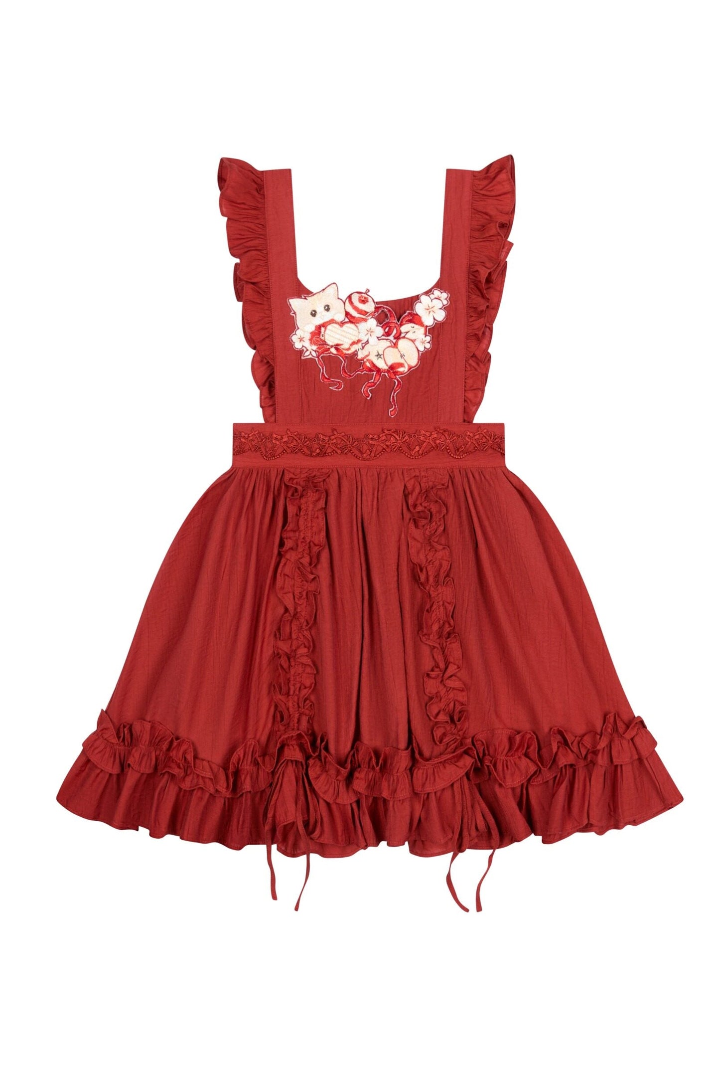 Apfel-Cheongsam-Kleid + Rock + Überrock + Brosche + Schal