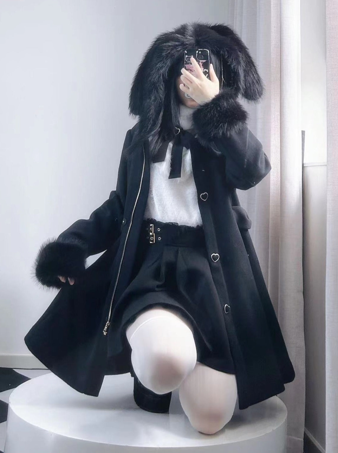 Rabbit Mine Fur Little Black Coat