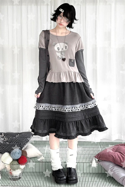Angel Bear Top + Flare Skirt