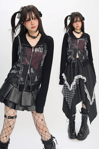 ジッパースリムパンクサブカルチャーパーカー