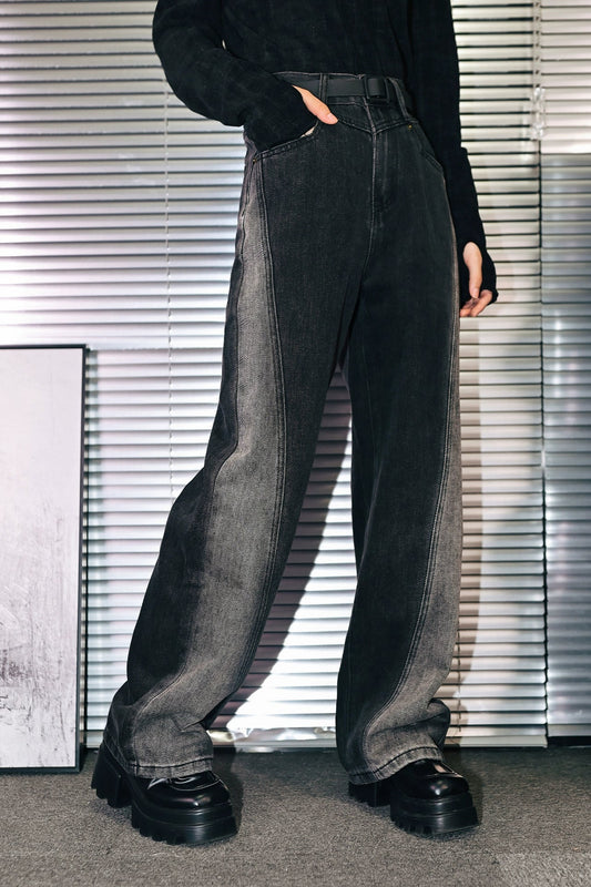 モードオッシュラインデザインデニムパンツ