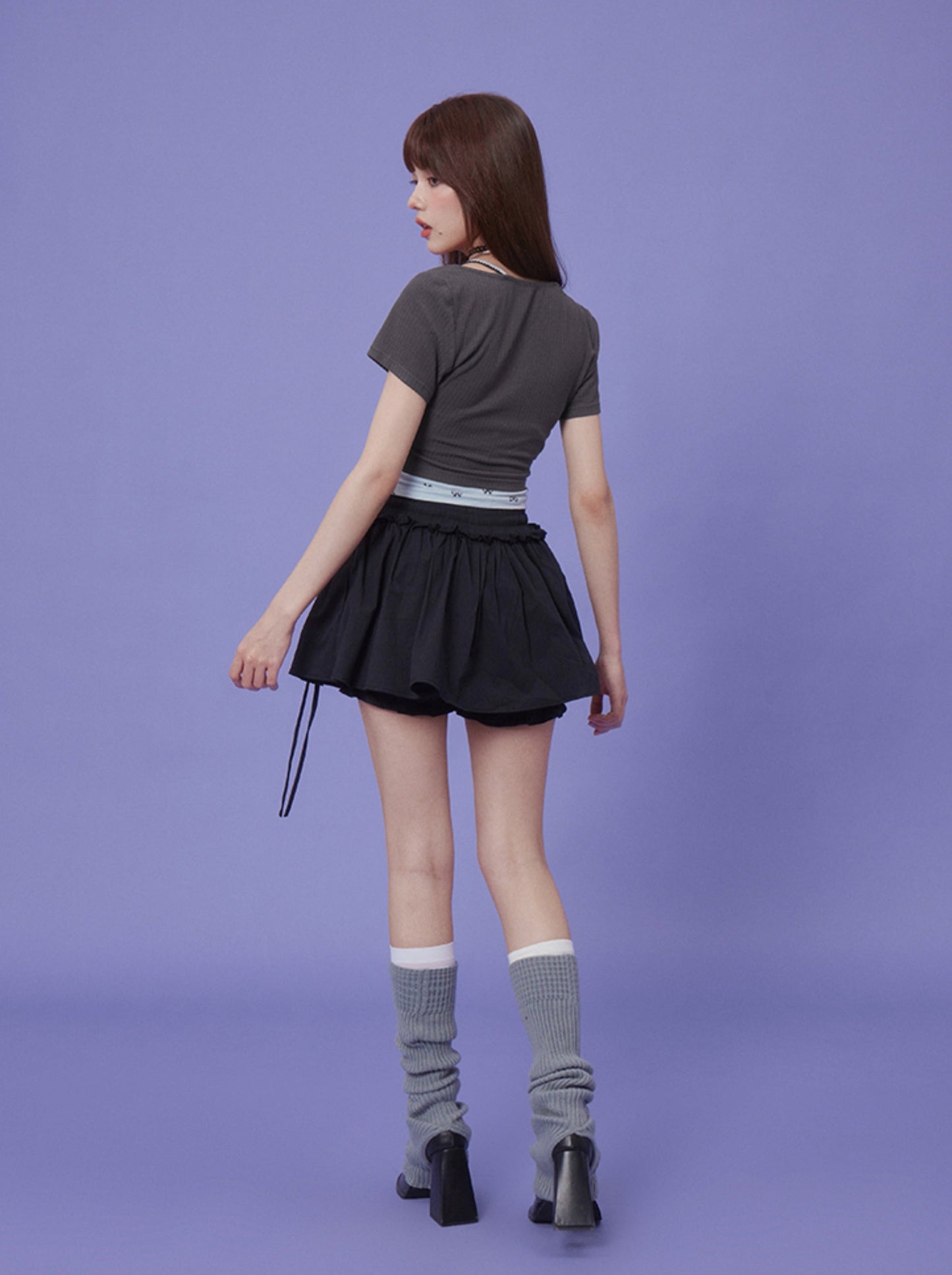 Chic Dark Ribbon Skirt
