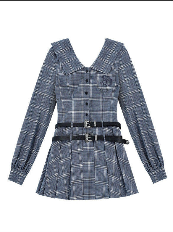 Sweet Couleur College Style Sailor Collar Check Dress