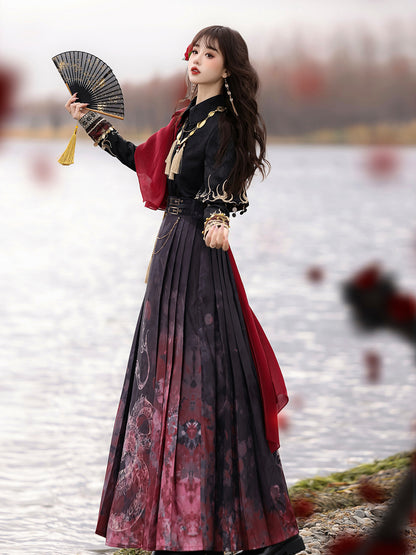 ファイヤーチャイナロングコート＋トップス＋ロングスカート