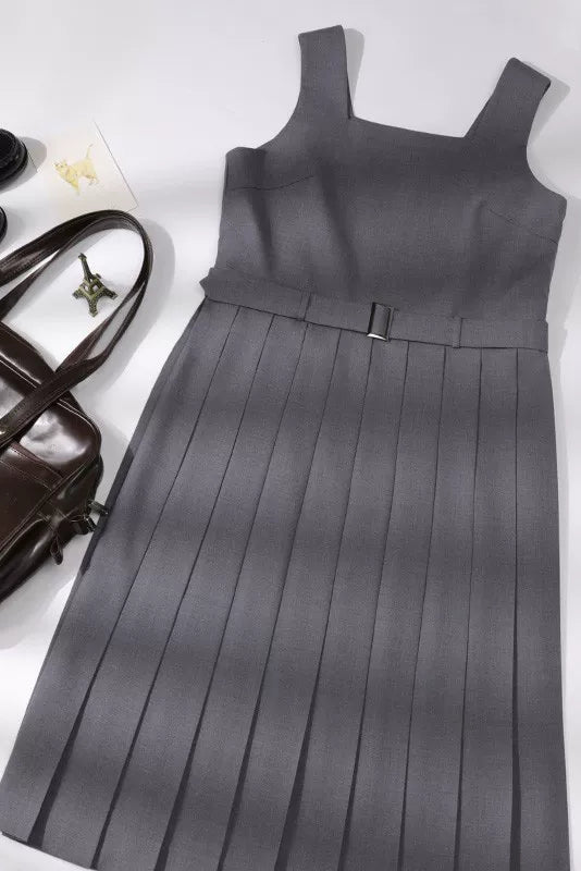 レトロカレッジプリーツベストドレス