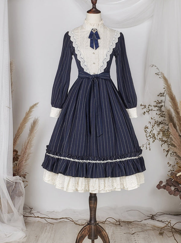 Classical Stripe Volume Lolita Dress [Reserved Product]