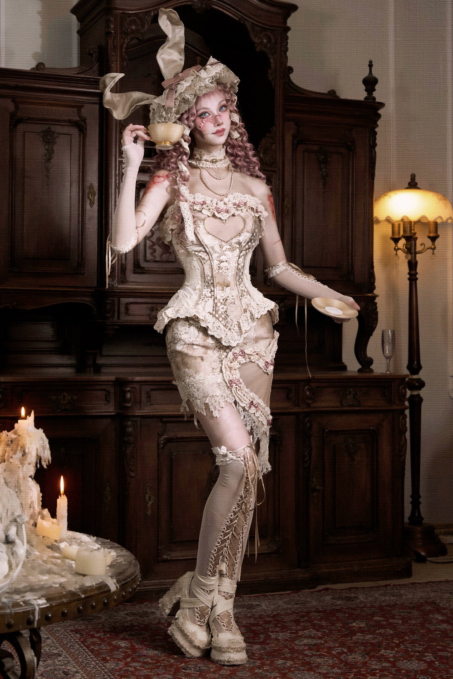 レースアンティークエレガントリボンスカート