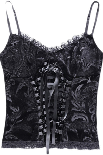 レースコルセットキャミトップス