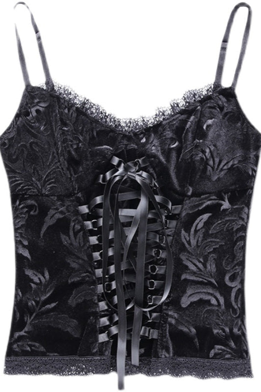 レースコルセットキャミトップス