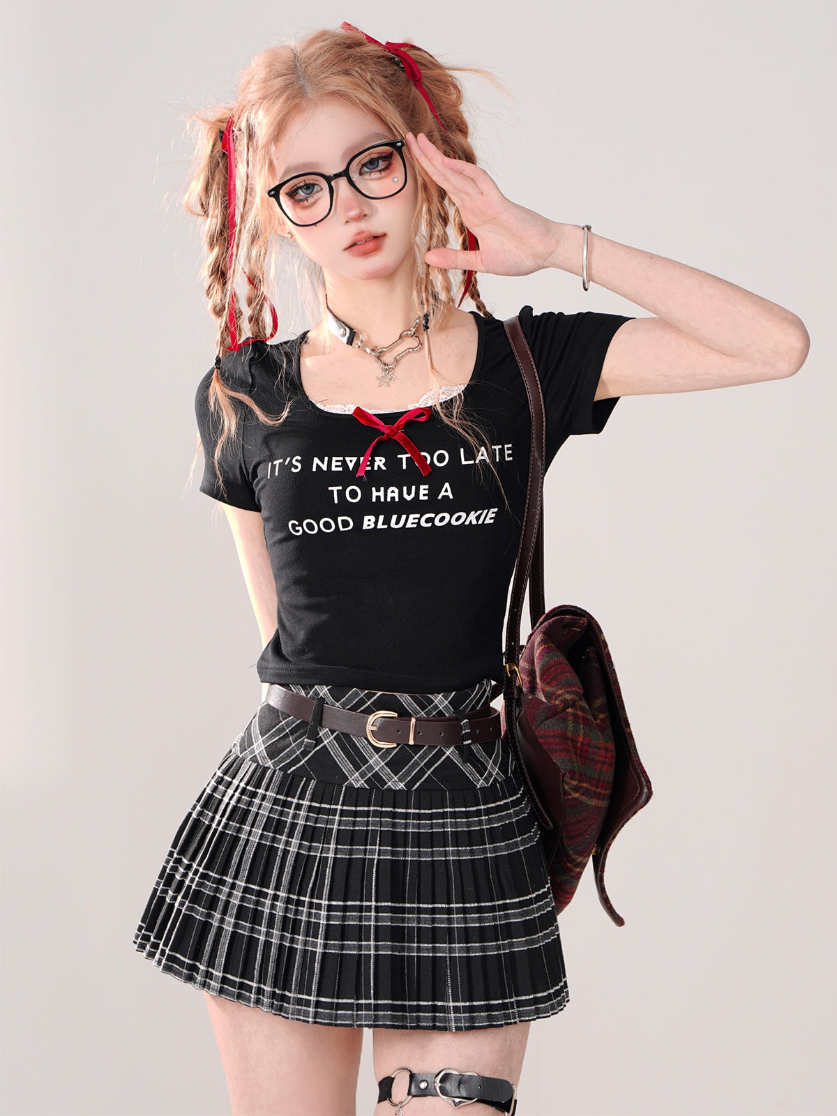 Cool College Belt Check Skirt