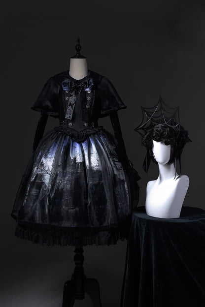 [Deadline for reservation: February 23rd] Horror House Spider Web Gothic Cape Dress