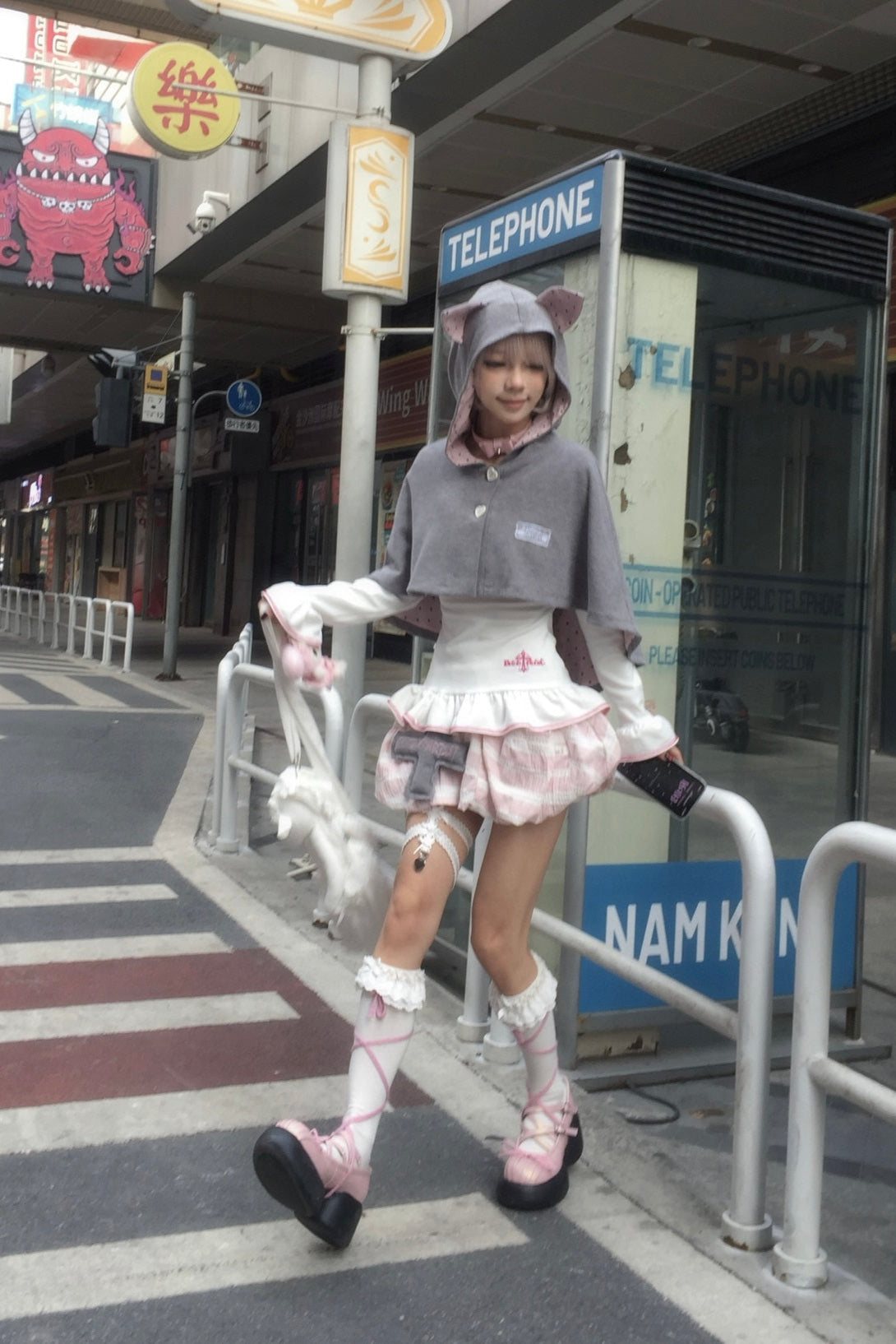 Pink Cat Ear Poncho Coat