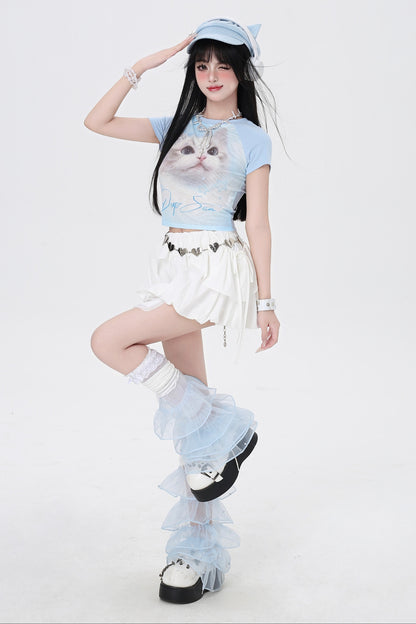 3-Style One-Shoulder Drawstring Top & Skirt