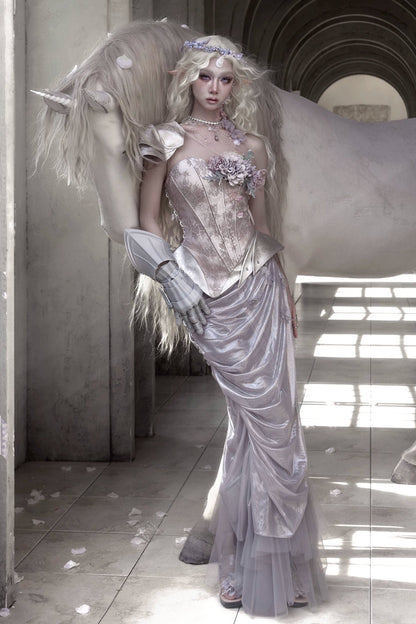 ムーンライトアシンメトリックコルセットトップス+ゴージャスネックレス