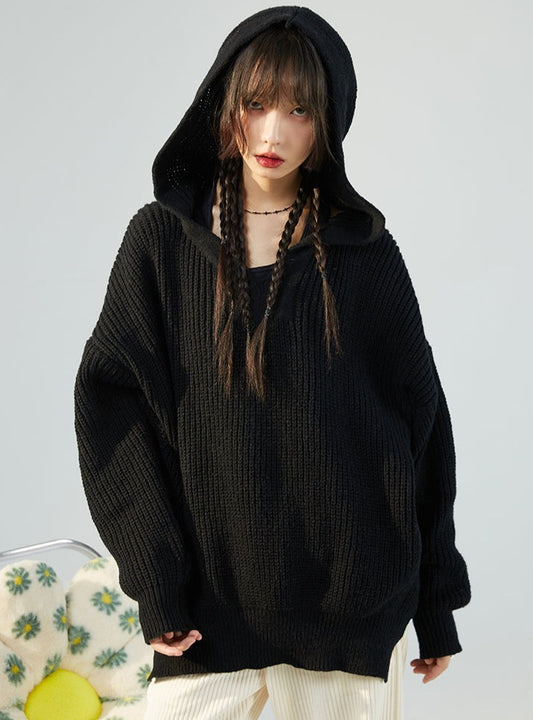 Hooded Loose Layer Sweater Tops