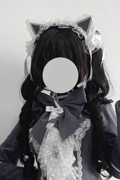 [Pre-order Deadline: April 25] Phantom Cat Series Cat Ear Hairband + Ribbon Veil Hat