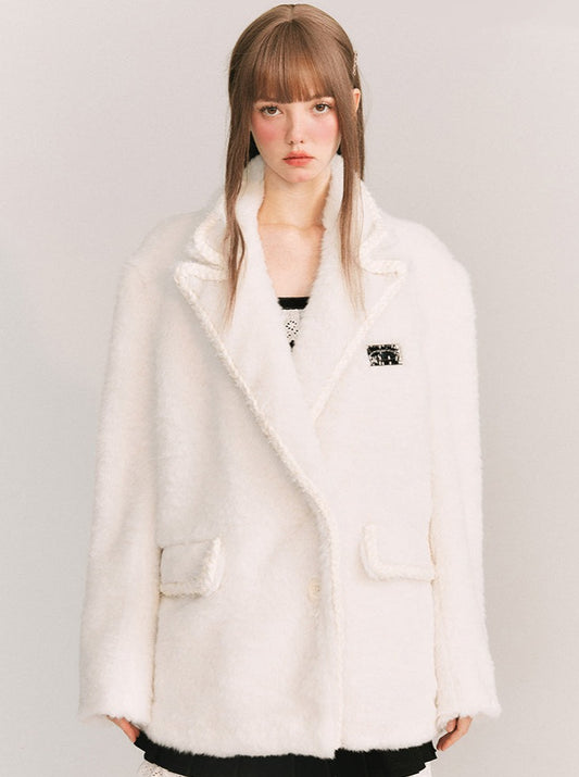 Snow Macaron Wool Fur Jacket